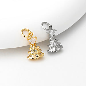 Charm Albero di Natale Argento - Charm in ottone di alta qualità e zirconi - Collezione Charm