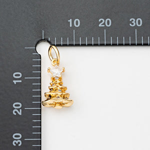 Charm Albero di Natale Argento - Charm in ottone di alta qualità e zirconi - Collezione Charm