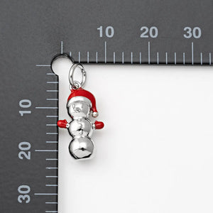 Charm Omino di Neve Argento - Pendente per collana in ottone di alta qualità - Collezione Charm