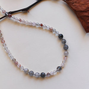 Collana Capri - In quarzo rosa e grigio, perline Miyuki - Collezione Terra Mia