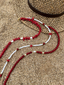 Collana Conchiglia Corallo Rosso - In Bambù e perle di conchiglia - Collezione Under The Sea