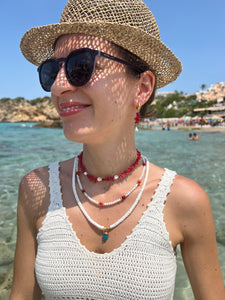 Collana Gianira - In Madreperla e Corallo Rosso - Collezione Under The Sea