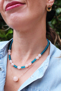 Collana Coricella - Pendente in giada blu, verde o rosa cipria - Collezione Terra Mia