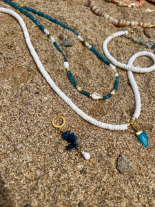 Mono Orecchino Bambù Blu - In Bambù Blu, conchiglia e Argento - Collezione Under The Sea