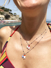 Carica l&#39;immagine nel visualizzatore di Gallery, Collana Pesciolino Argento - Con stella marina e acquamarina pendente - Waterproof - Collezione Under The Sea
